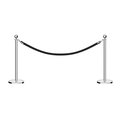 Montour Line Stanchion Post and Rope Kit Pol.Steel, 2 Ball Top1 Black Rope C-Kit-2-PS-BA-1-PVR-BK-PS